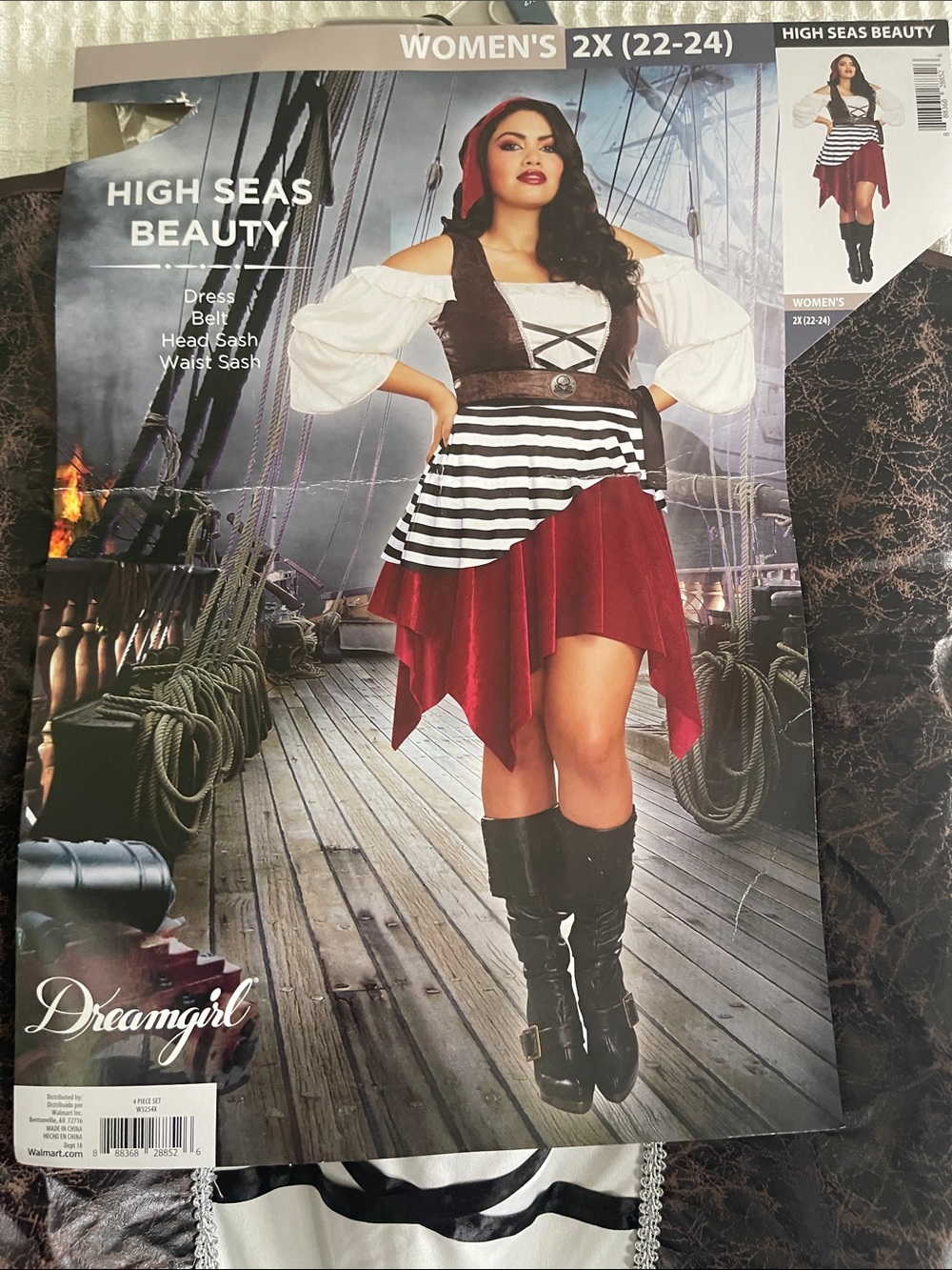 Dreamgirl Red and Black Striped Asymmetrical Pirate Skirt